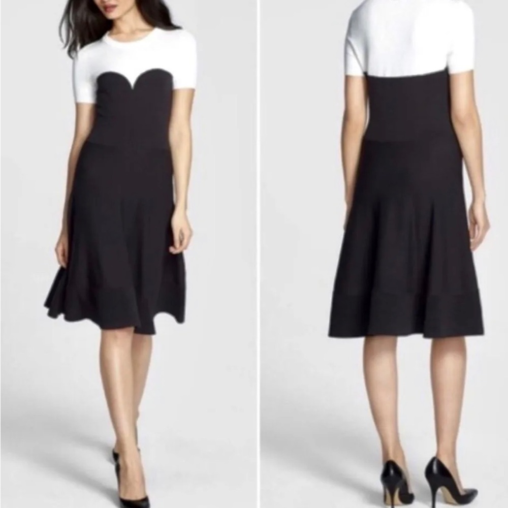 Kate Spade Branton Square Black Color Block Fit Flare Sweater Dress Size S